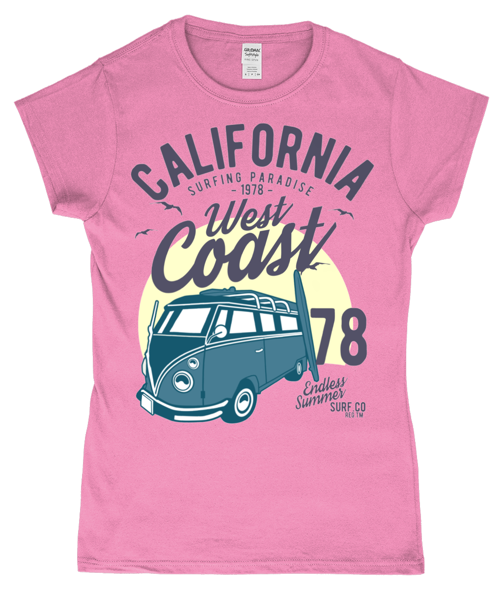 California West Coast V2- Gildan Softstyle® Ladies Fitted Ringspun T-shirt