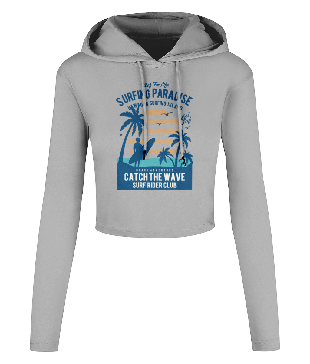 Surfing Paradise – Women’s Cropped Hooded T-shirt